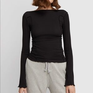 Baserange - Omato Long Sleeve Cotton Rib - Black XS
